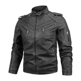 Men's Black Pu Leather Biker Jacket VINTAGE REAL MOTORCYCLE JACKETS FOR MEN
